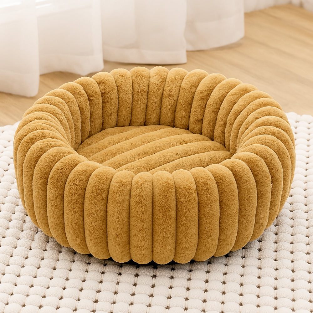 Round Pet Bed Plush Cotton-Microfiber Non-Slip