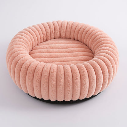 Round Pet Bed Plush Cotton-Microfiber Non-Slip