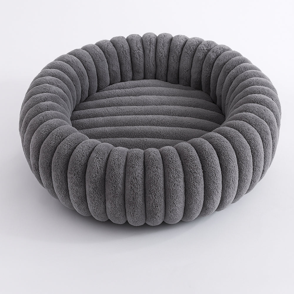 Round Pet Bed Plush Cotton-Microfiber Non-Slip