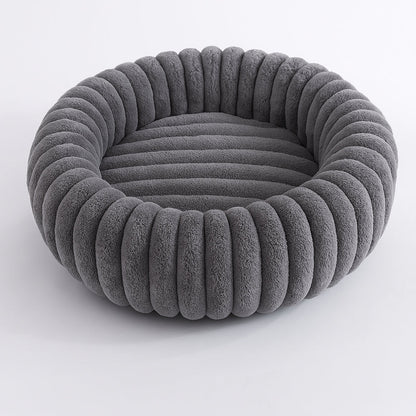 Round Pet Bed Plush Cotton-Microfiber Non-Slip