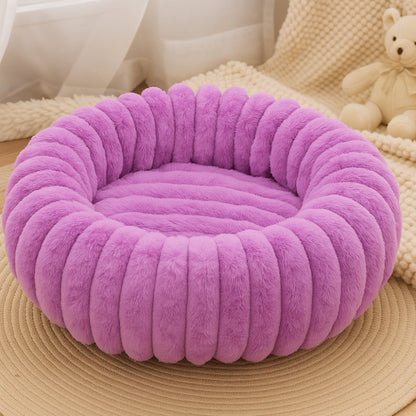 Round Pet Bed Plush Cotton-Microfiber Non-Slip