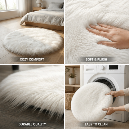 Round Rug High Plush Pile Machine Woven