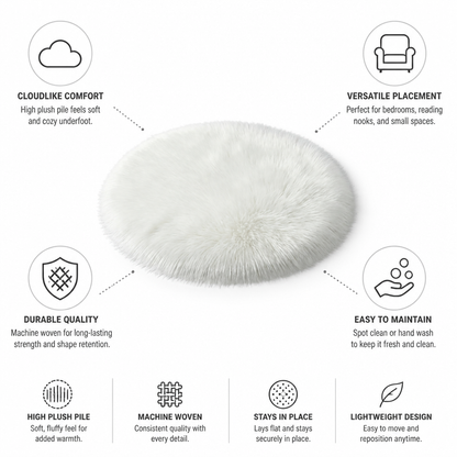 Round Rug High Plush Pile Machine Woven