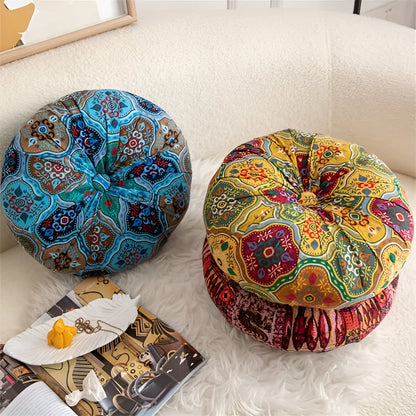 Round Seat Cushion Boho Geometric Microfiber Machine Washable