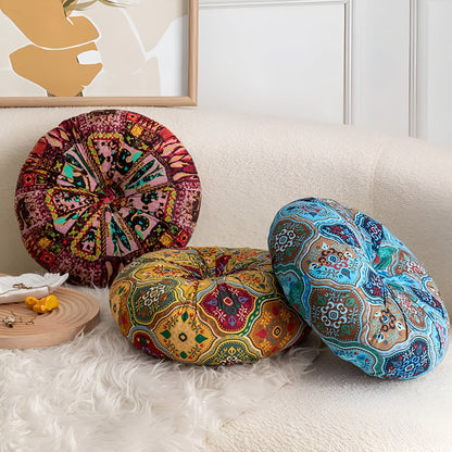 Round Seat Cushion Boho Geometric Microfiber Machine Washable