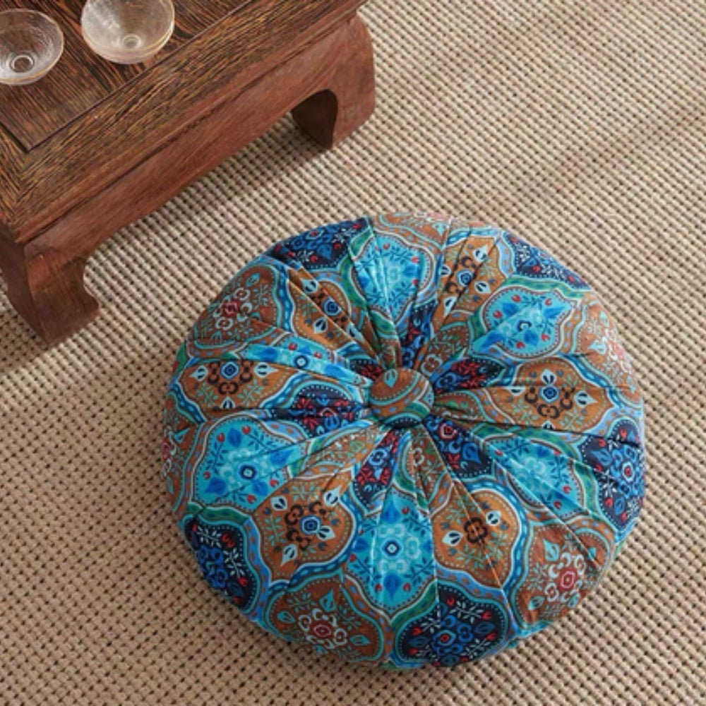 Round Seat Cushion Boho Geometric Microfiber Machine Washable