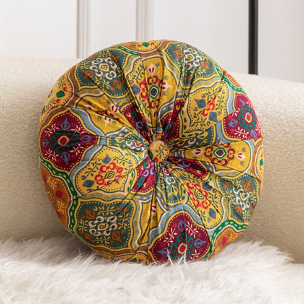 Round Seat Cushion Boho Geometric Microfiber Machine Washable