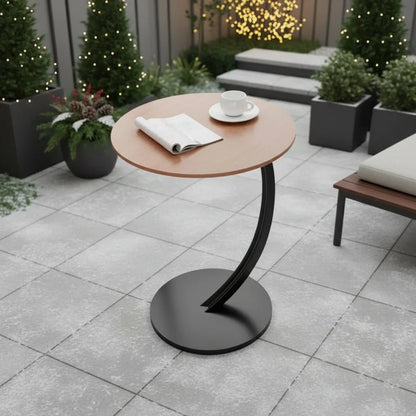 Round Side Table Wood & Steel Reinforced Frame