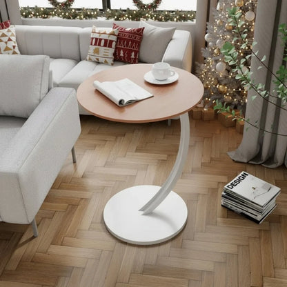 Round Side Table Wood & Steel Reinforced Frame