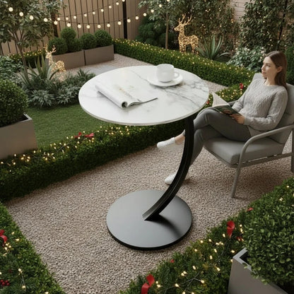 Round Side Table Wood & Steel Reinforced Frame