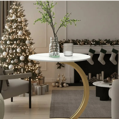 Round Side Table Wood & Steel Reinforced Frame