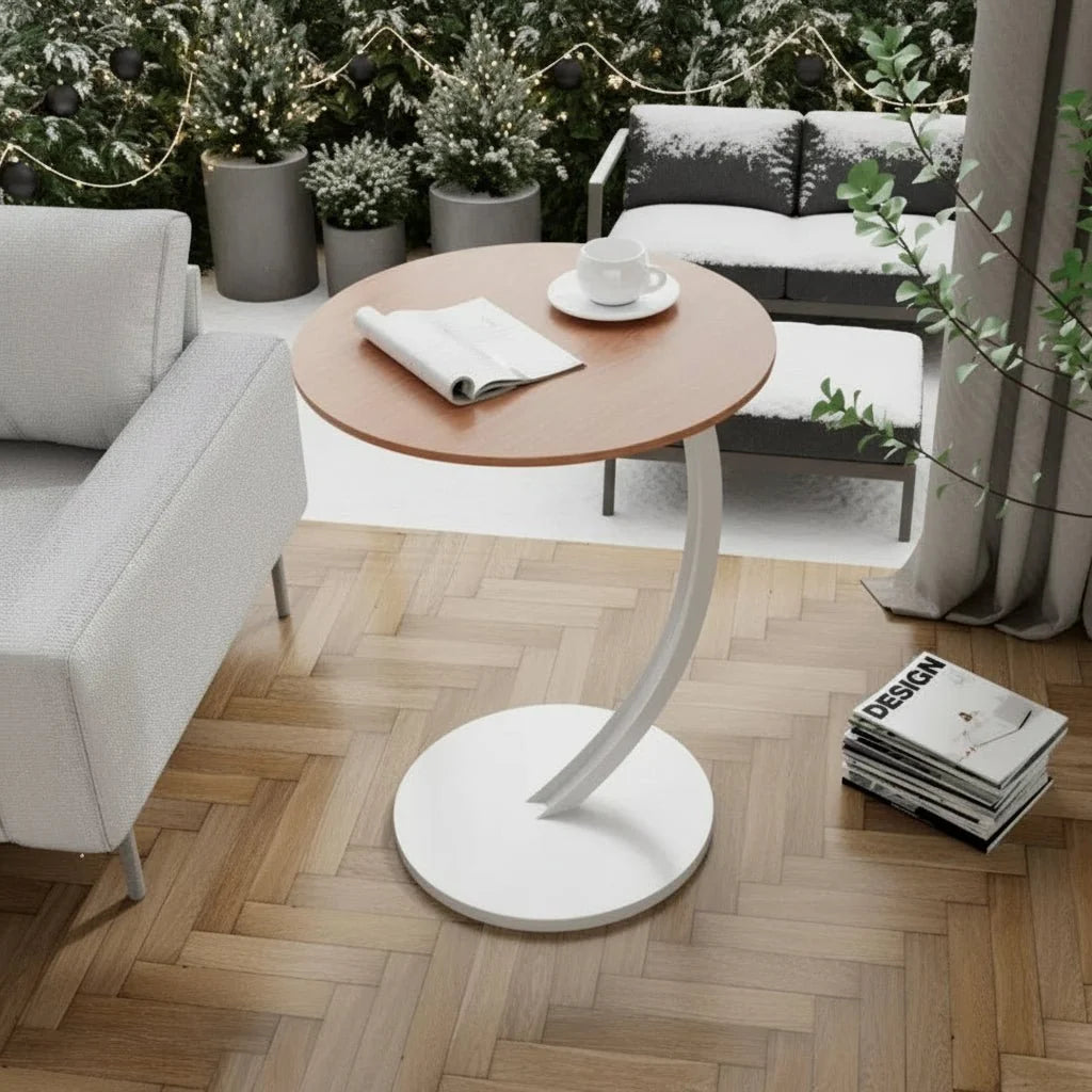 Round Side Table Wood & Steel Reinforced Frame