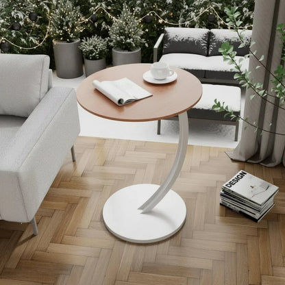 Round Side Table Wood & Steel Reinforced Frame