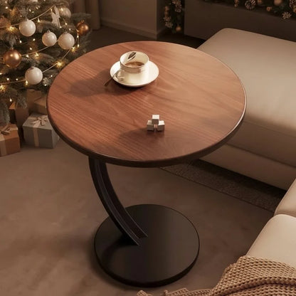 Round Side Table Wood & Steel Reinforced Frame