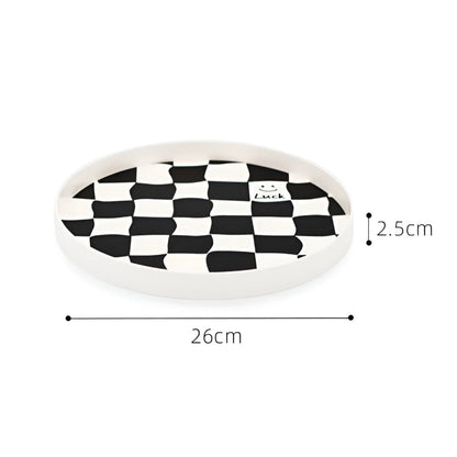 Round Storage Tray Checkerboard Design For Makeup & Jewelry