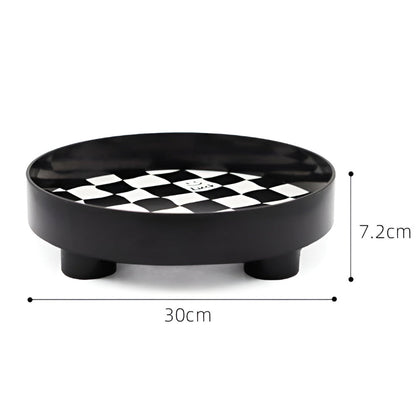 Round Storage Tray Checkerboard Design For Makeup & Jewelry