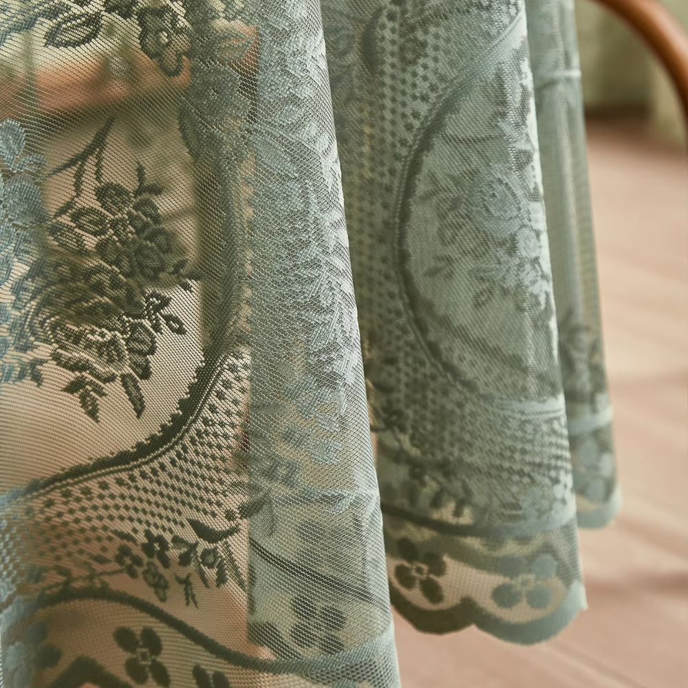 Round Tablecloth Sheer Floral Lace Microfiber Blend