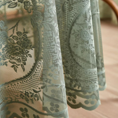 Round Tablecloth Sheer Floral Lace Microfiber Blend