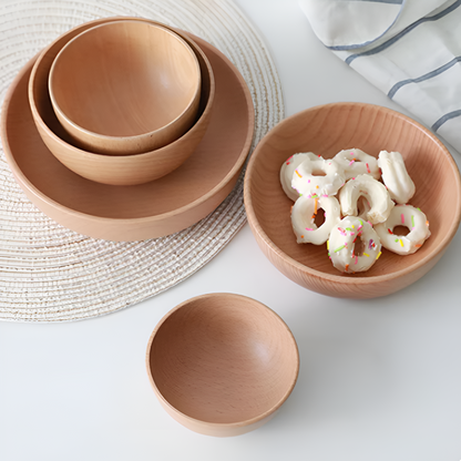 Salad Bowl Handcrafted Beech Wood Heat & Stain Resistant