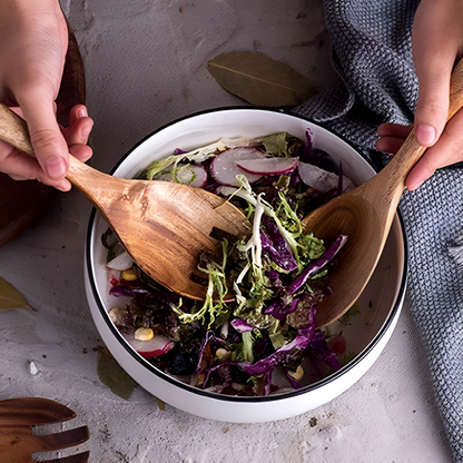 Salad Serving Set Natural Acacia Wood Two-Piece