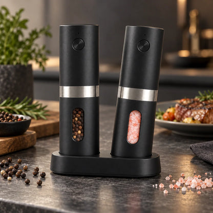 Salt And Pepper Mill Set Electric Adjustable Grind