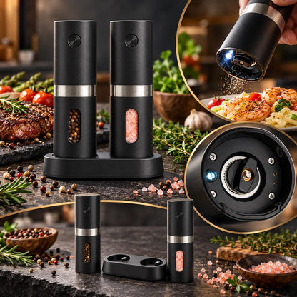 Salt And Pepper Mill Set Electric Adjustable Grind