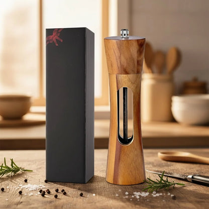 Salt And Pepper Mills Natural Wood Adjustable Grind