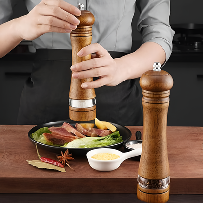 Salt & Pepper Grinder Set Natural Oak Adjustable Grind