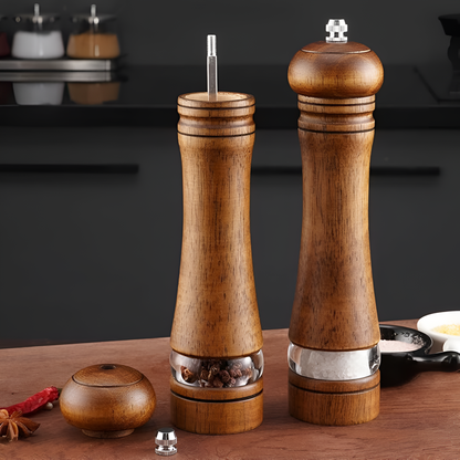 Salt & Pepper Grinder Set Natural Oak Adjustable Grind