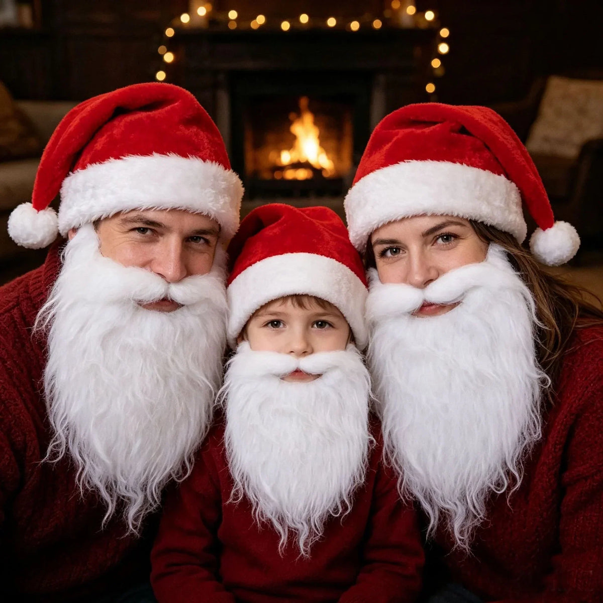 Santa Beard Long Curly Synthetic Hair Adjustable Elastic Band