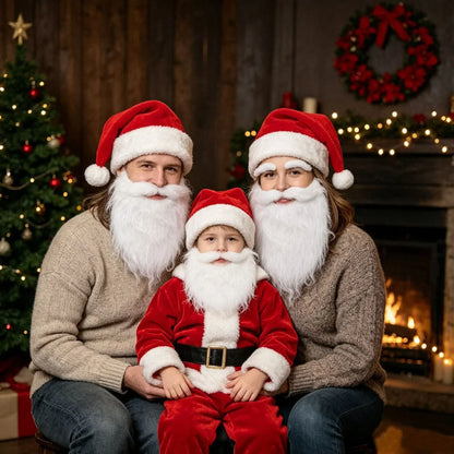 Santa Beard Long Curly Synthetic Hair Adjustable Elastic Band