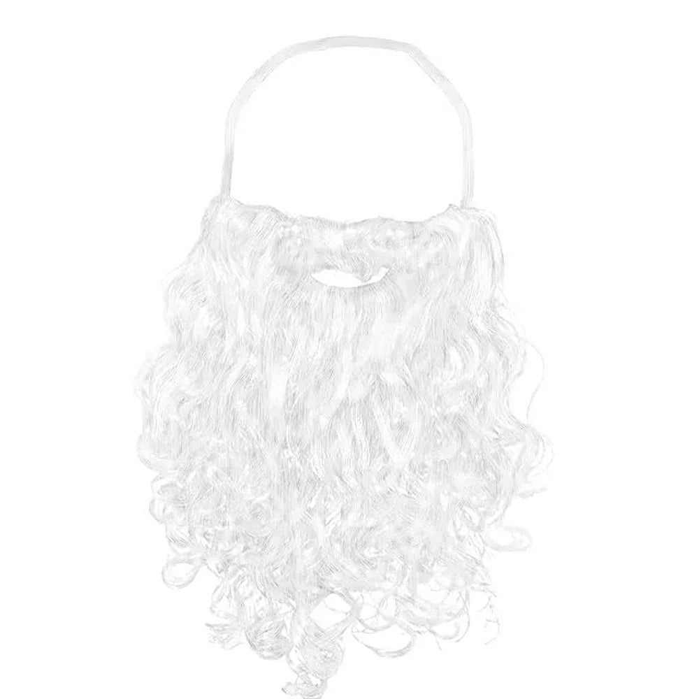 Santa Beard Long Curly Synthetic Hair Adjustable Elastic Band