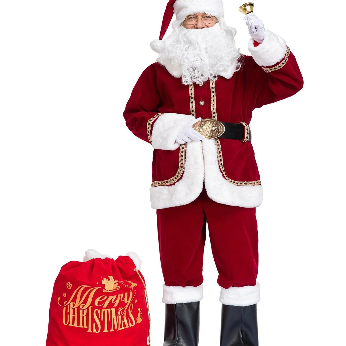 Santa Costume Burgundy 11-Piece Adult Set