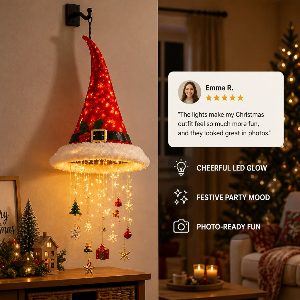 Santa Hat Decorative LED String Lights Five Festive Styles
