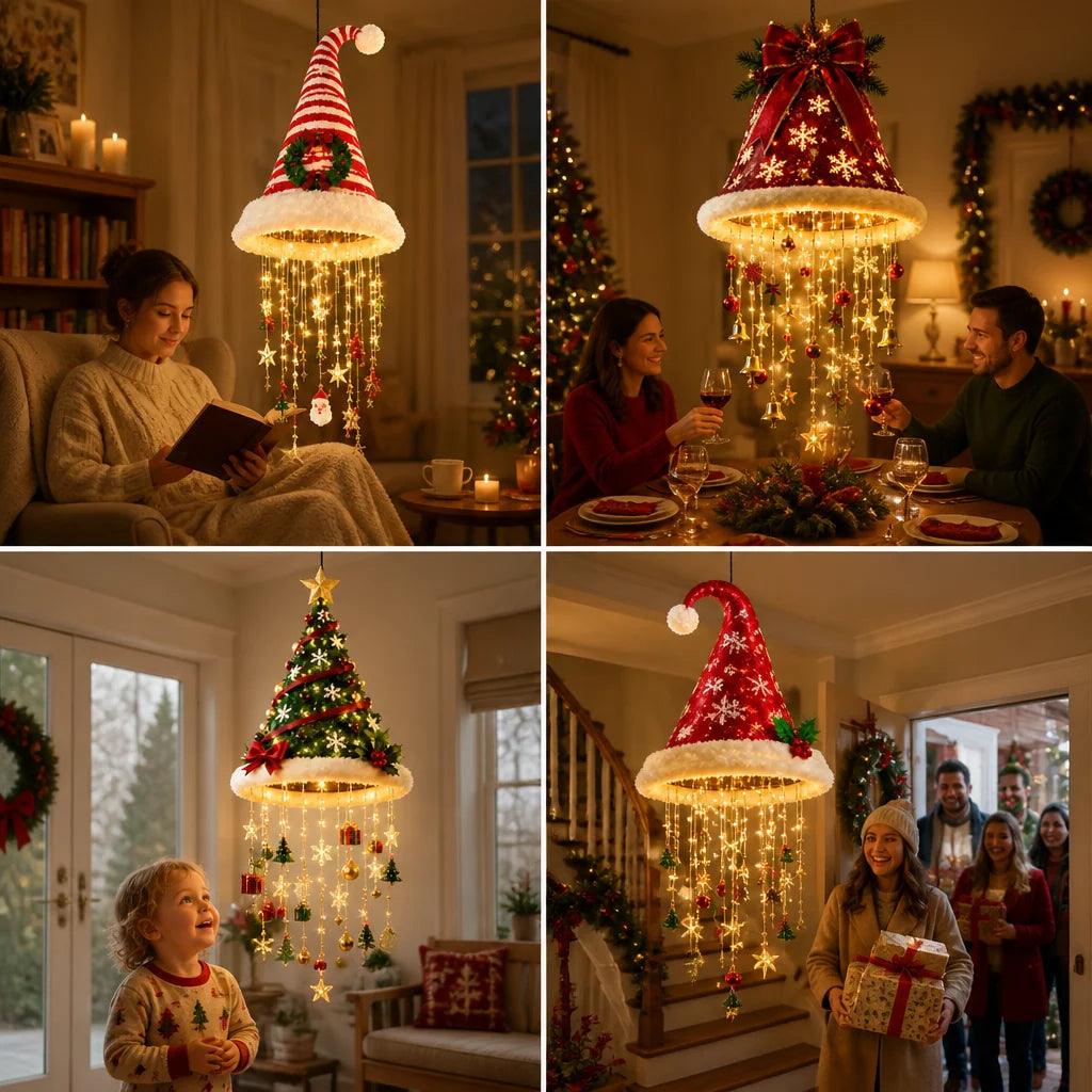 Santa Hat Decorative LED String Lights Five Festive Styles