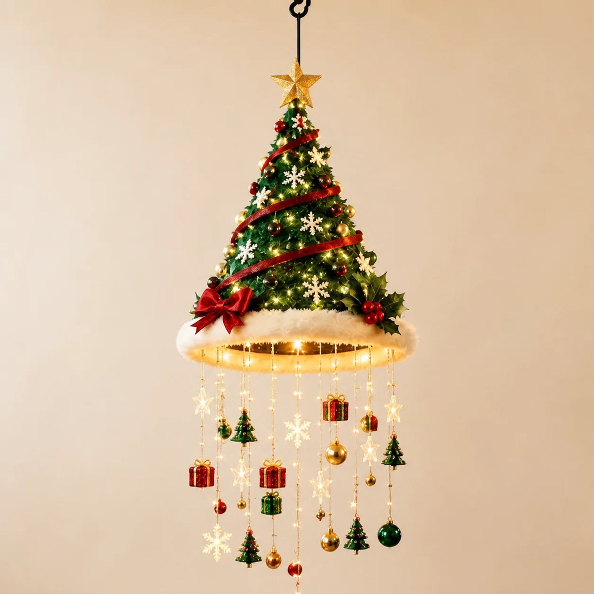 Santa Hat Decorative LED String Lights Five Festive Styles