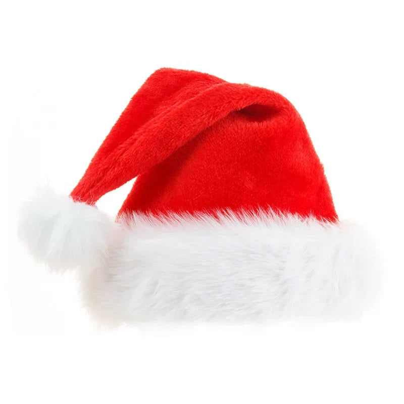 Santa Hat Fleece White Faux Fur Trim