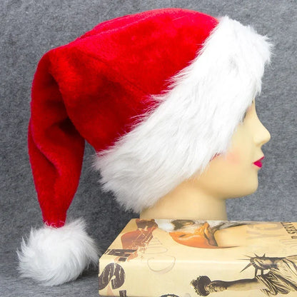 Santa Hat Fleece White Faux Fur Trim