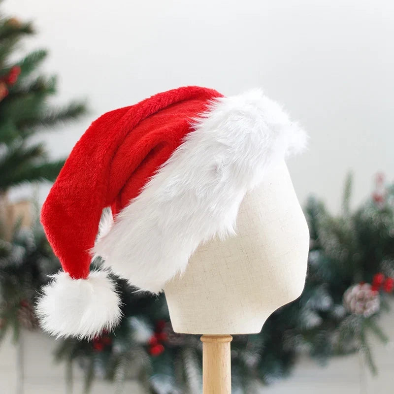 Santa Hat Fleece White Faux Fur Trim