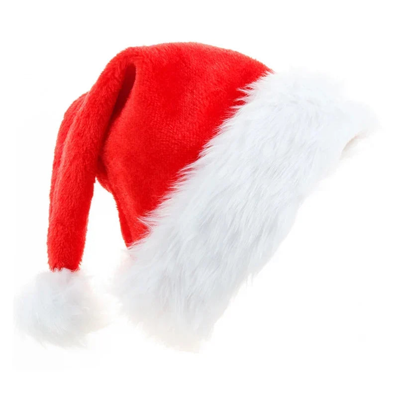 Santa Hat Fleece White Faux Fur Trim