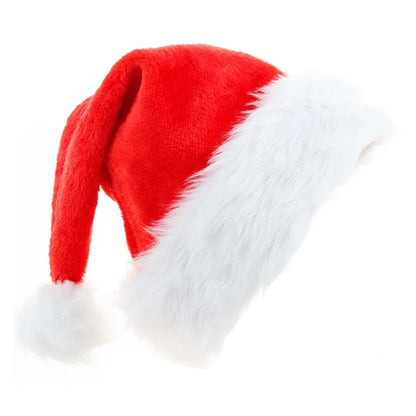 Santa Hat Fleece White Faux Fur Trim