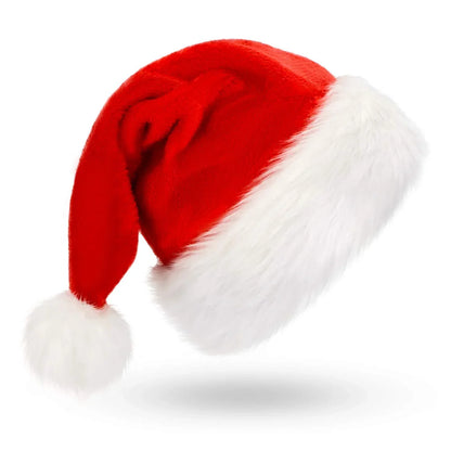 Santa Hat Soft Fleece Faux Fur Trim & Pom-Pom