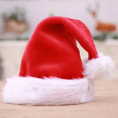 Santa Hat Soft Fleece Faux Fur Trim & Pom-Pom