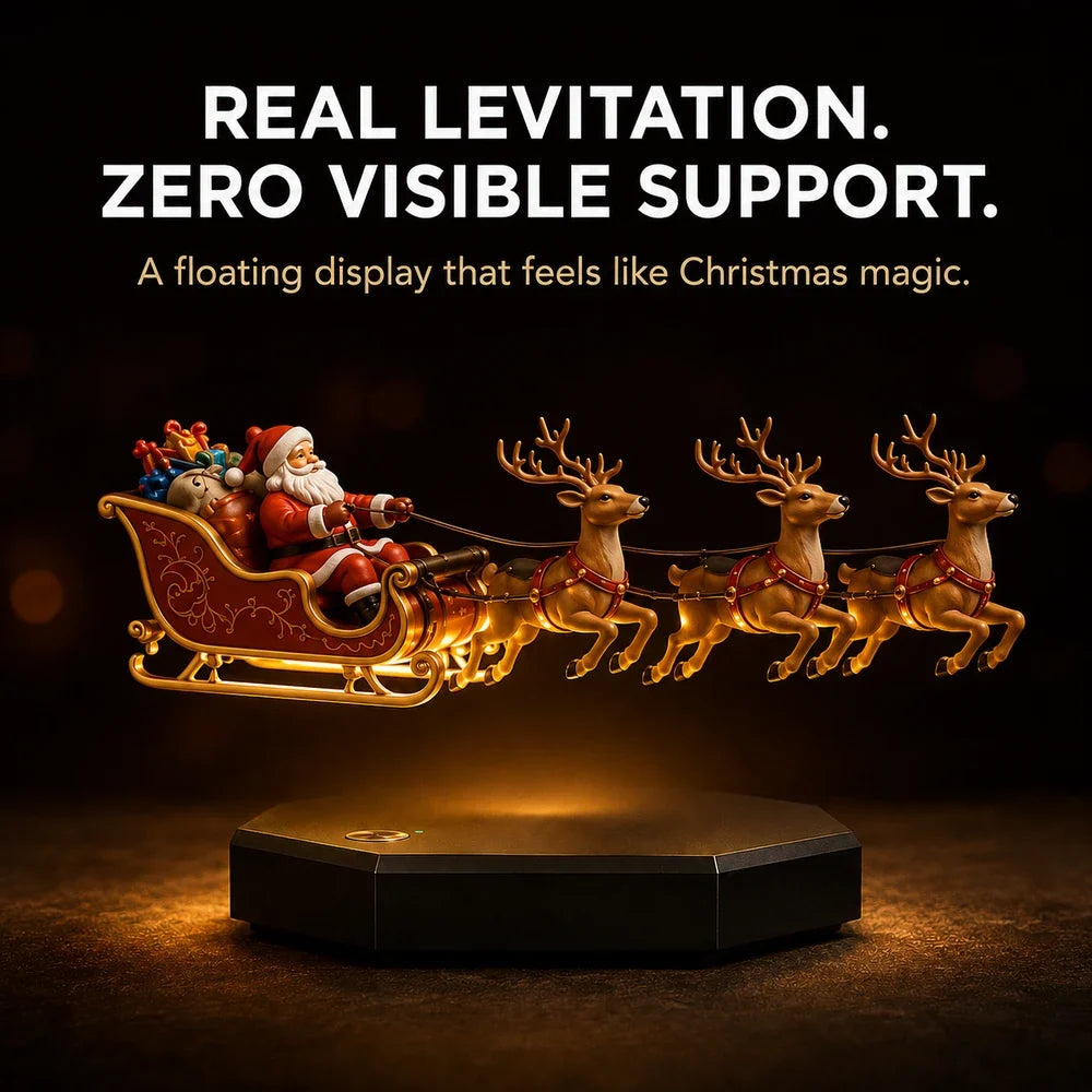 Santa Sleigh Display Magnetic Floating Glowing Base
