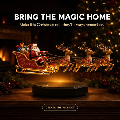 Santa Sleigh Display Magnetic Floating Glowing Base