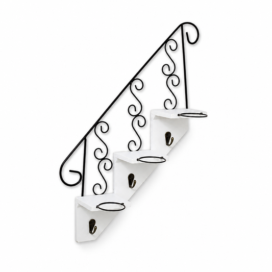 Scandinavian Wall Shelf with Plant Pot Holders (3-Tier)
