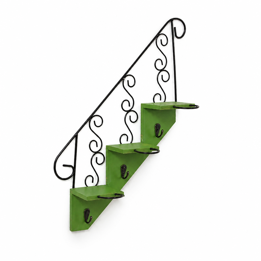 Scandinavian Wall Shelf with Plant Pot Holders (3-Tier)