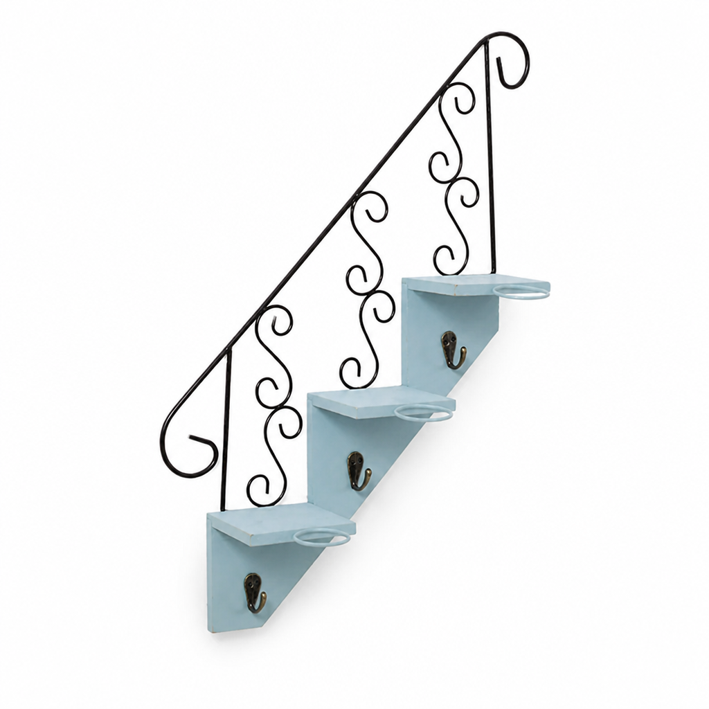 Scandinavian Wall Shelf with Plant Pot Holders (3-Tier)