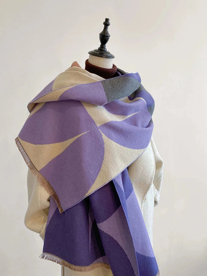 Scarf Reversible Cashmere Blend Lightweight Warmth