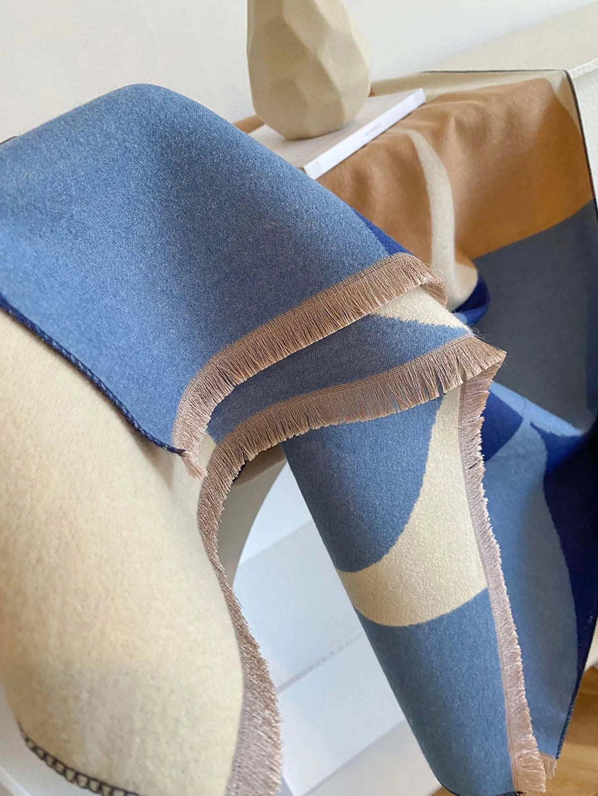 Scarf Reversible Cashmere Blend Lightweight Warmth